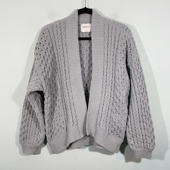 Abercrombie & Fitch Women's Mint Green Cable Knit Open Front Cardigan Size S - Picture 1 of 8